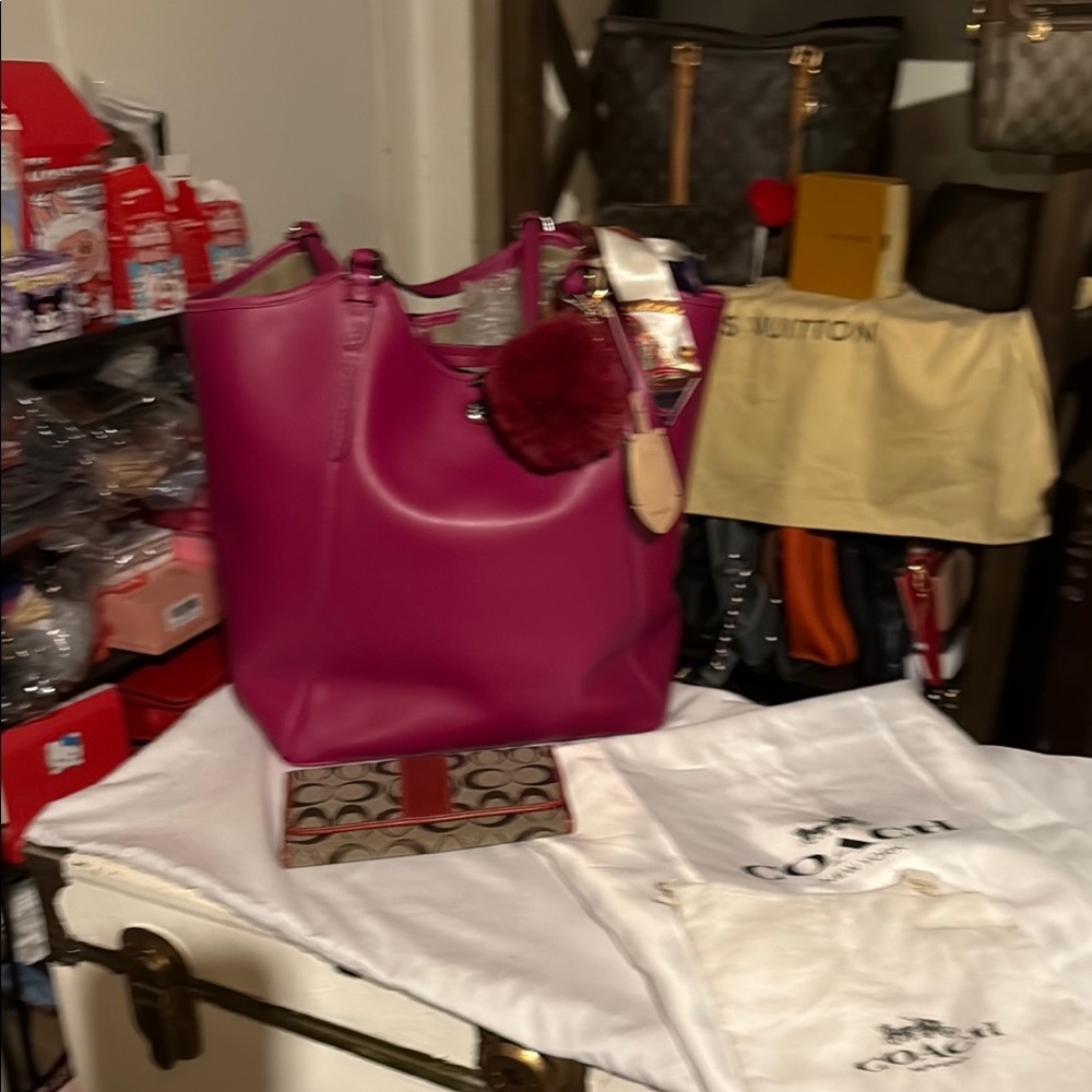 Coach Fuchsia Leather Tote Bag